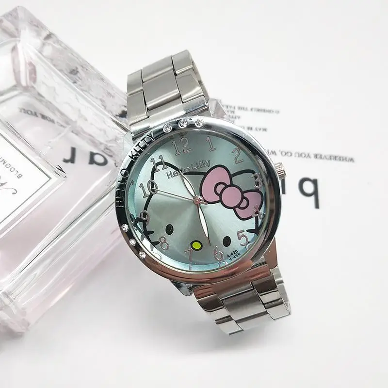 New Sanrio Children Watch Cute Hellokitty Convenient Going Out Steel Strap Fashionable Versatile Watch for Female Students Gifts