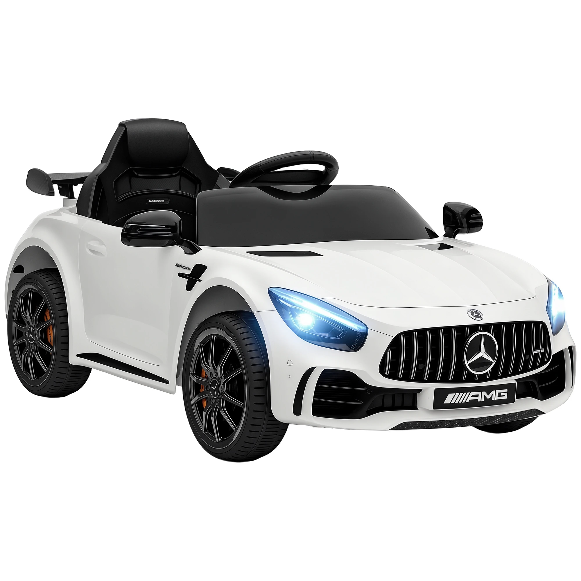 Voiture électrique Aiyaplay pour enfants +3 ans, Mercedes-Benz AMG GTR avec licence, blanche