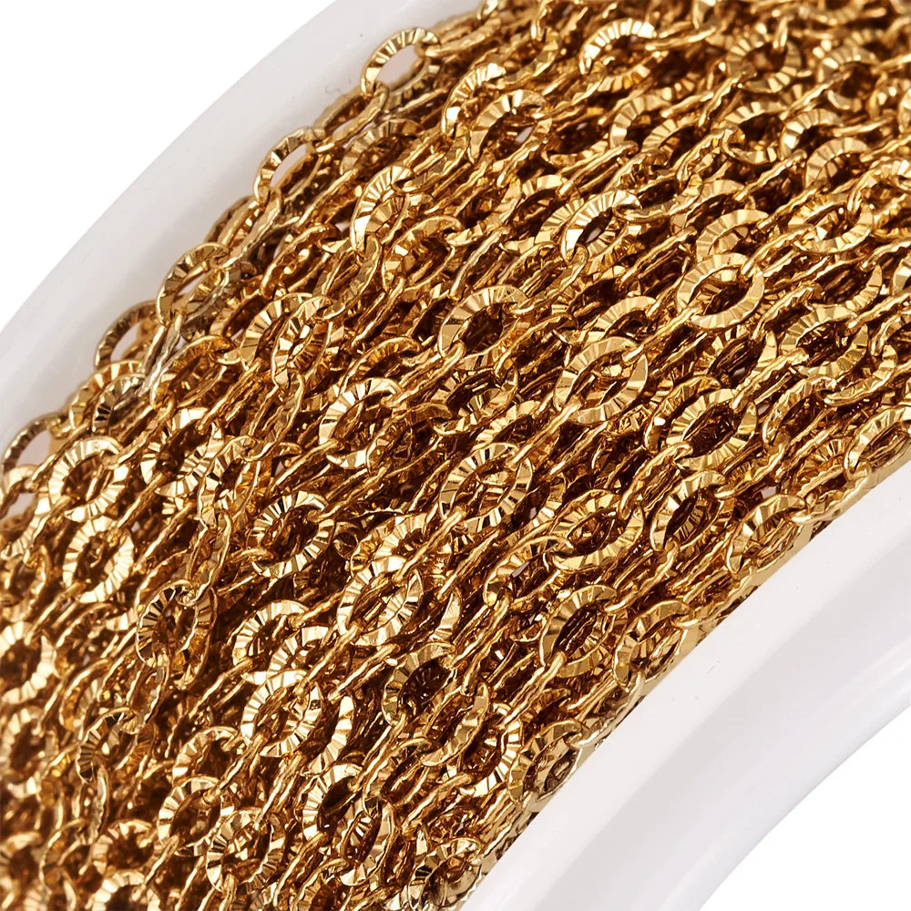 10m 2.5mm wide 304 Stainless Steel Cable Chains Textured Link Chain Knurling Soldered for Jewelry Making DIY Bracelet