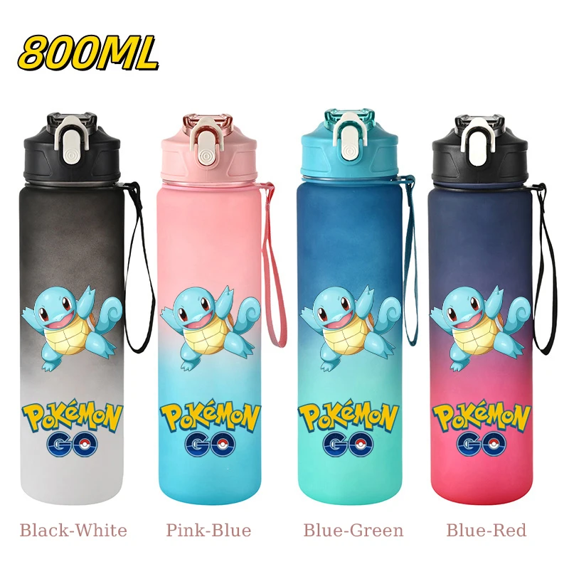 800ML 포켓몬 스포츠 물병 그라디언트 색상 누출 방지 야외 스포츠 피트니스를위한 동기 ... - 5