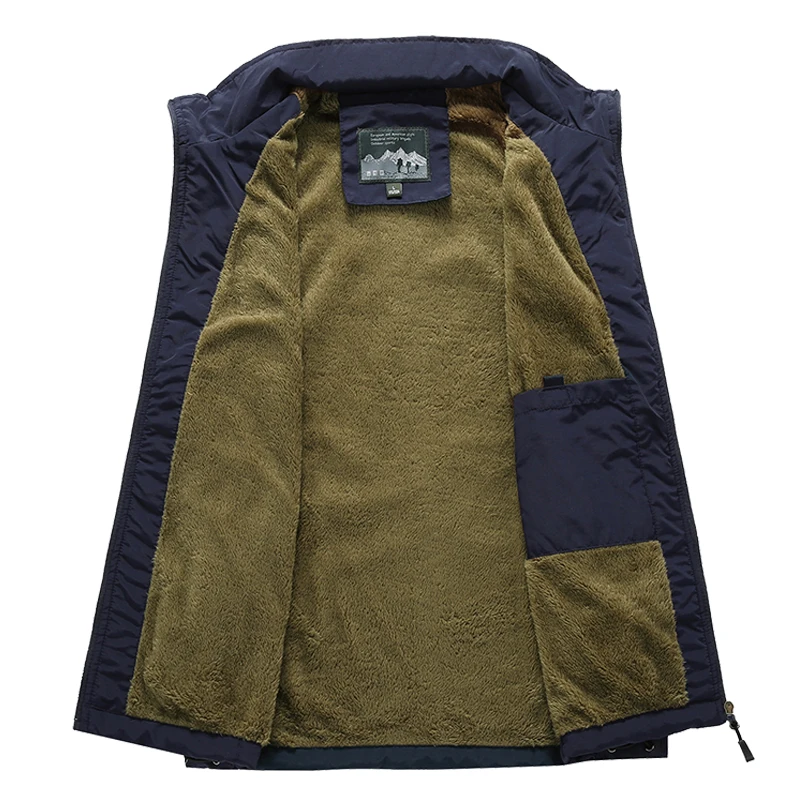 Winter Men Fleece Warm Vest With Many Pockets Autumn Male Casual Thick Multi Pocket Waistcoat New Photographer Sleeveless Jacket