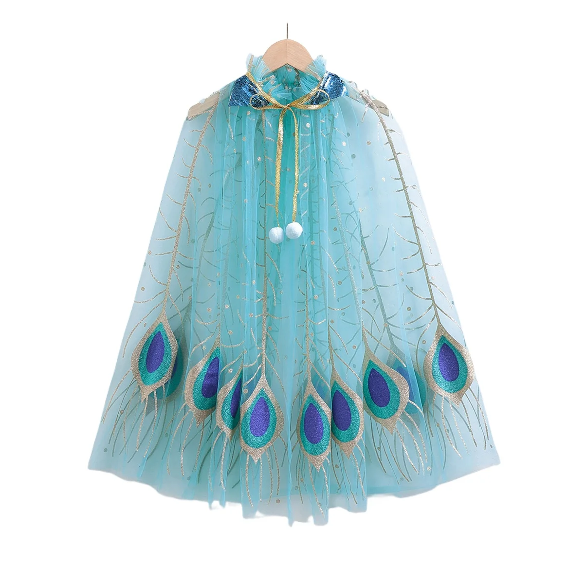 Shawl Glitter Cape for Girls Halloween Costume Wrap Cape for Girls Glamorous Dress upParty Accessory Children  peacock  peacock