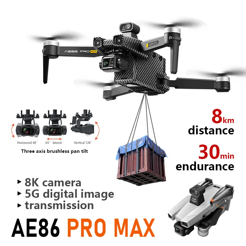 AE86 PRO MAX Drone 3-osiowy gimbal Samolot 8K ESC Podwójny aparat Bezszczotkowa moc 360° °   laserowa omijanie przeszkód Optyczne uderzenie przepływu