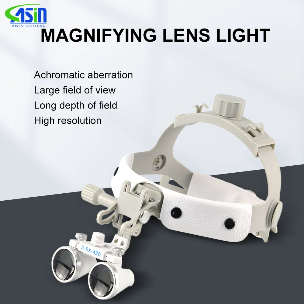 2.5X/ 3.5X Dental Head mounted style Magnifier Ultra-light weight Optical Loupes 320-420mm Magnifying Glass for Dental Surgery