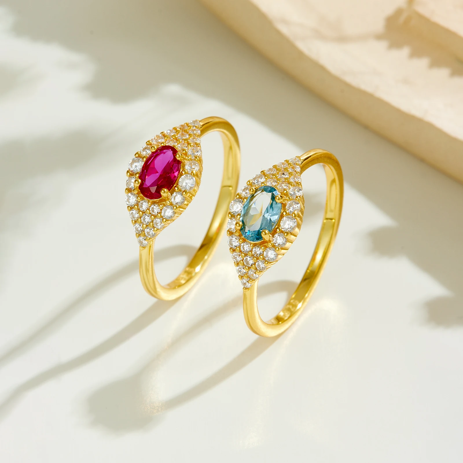 ANDYWEN 925 Sterling Silver Multi-Color Evil Eye Ring Oval Zircon 2026 Delicate Luxury Party Gift for Girlfriend Dating