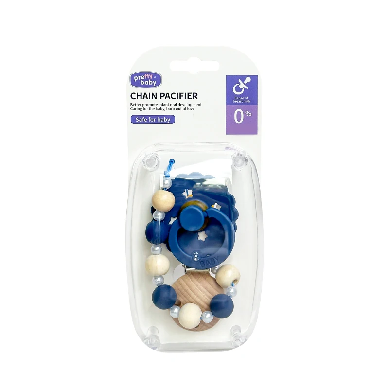2 stuks/verpakking Zonnebloemvormige babyfopspeen met houten fopspeenclip, fopspeenhouder set