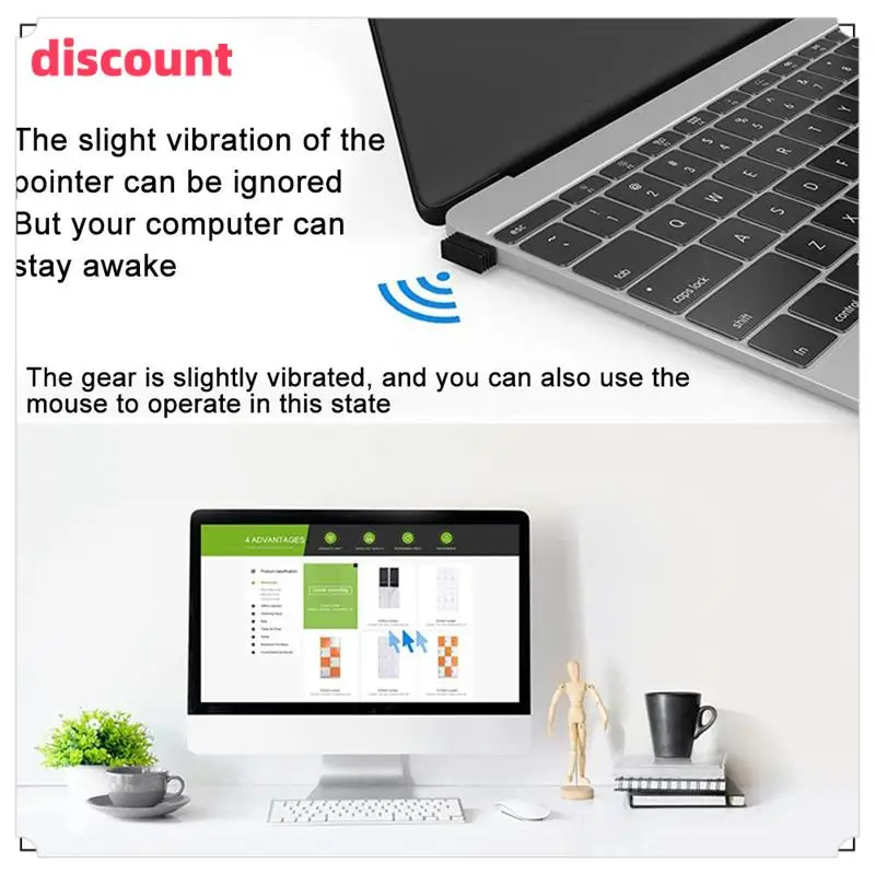 

Excellenttqualityy-Black USB Mouse Jiggler Undetectable Mouse Mover Anti Computer Hibernation Mobile Cursor Three Track Modes