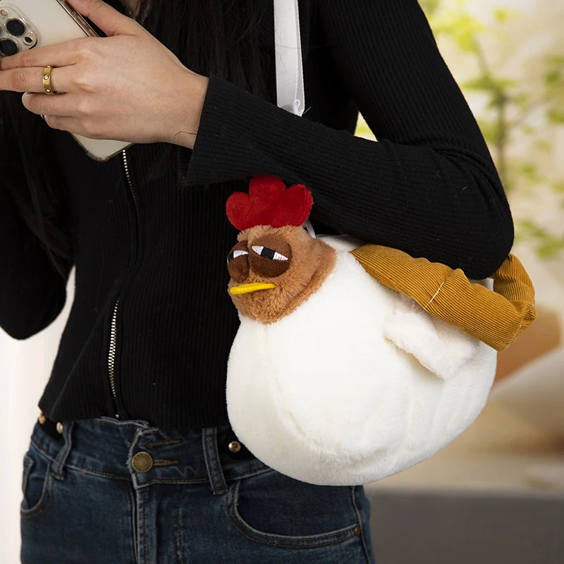 Creative Dozy Chicken Plush Bag Doll Alcoholic Chicken Soft Stuffed Cotton Plush Tote Decorated Home For Birthday Gift To Friend