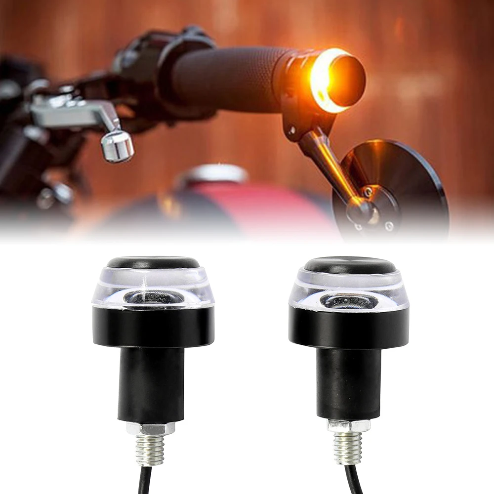 2pcs Motorcycle LED Handlebar End Turn Signal Light 22mm Handle Grip Bar Blinker Side Marker Lamp Lighting For Universal Honda