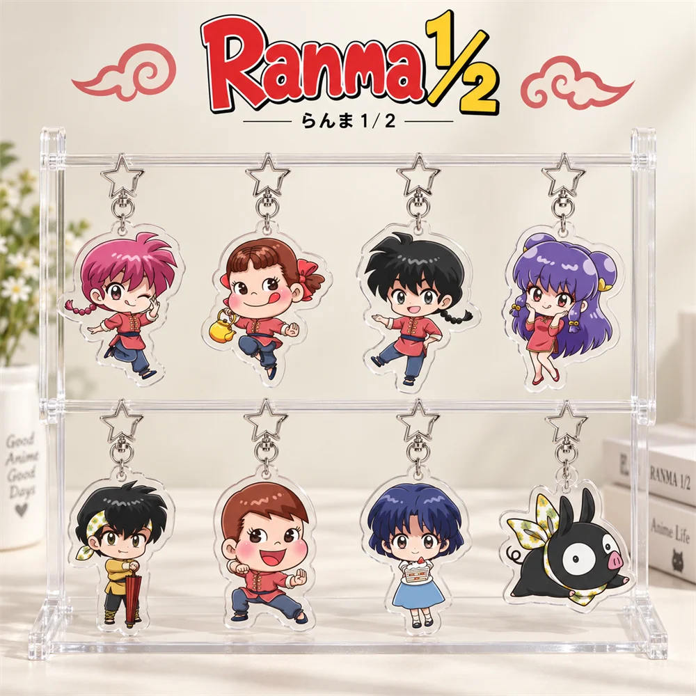 Ranma ½ 6cm Acrylic Keychain Anime Bag Pendant Key Ring Otaku Fans Collectible Gift