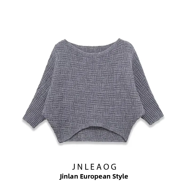 

Faion Asymmetric Texture Knitted Top Women's Loose Fit Pullover Polyester Fiber Geometric Pattern Seven Sve Long Regular...