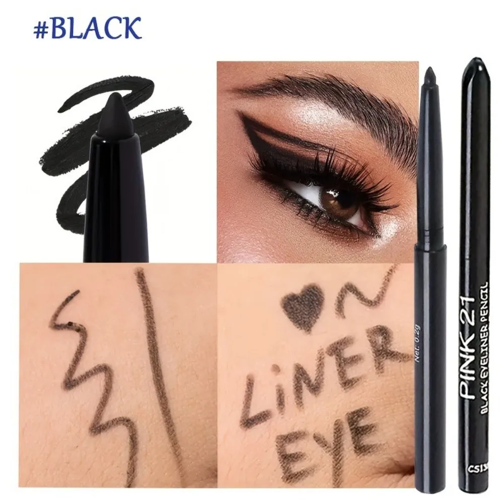 3pcs Sweat-Proof Black Eyeliner Pencils Long-Lasting Black Color Eyebrow Eyeliner Pen Easy Glide Formula Smudge-Proof