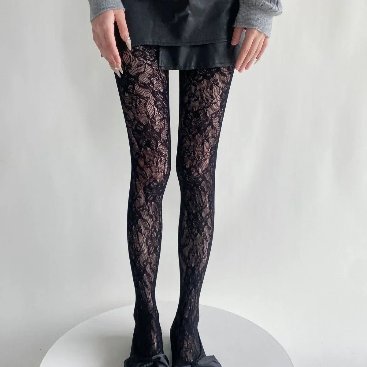 القوطية شبكة صيد السمك الجوارب النساء شير الدانتيل شبكة جوارب طويلة مثير ثقب جوارب النايلون لوليتا البديل موضة الشرير الصخرة نمط #5