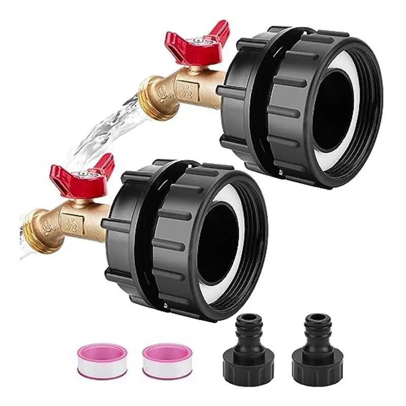 

AEE8-IBC Tote Bag Adapter, 2.44 Inch Fine Thread Adapter, Fits 275-330 Gallons, 1/2 Inch Male NPT Inlet, Hose Quick Connect