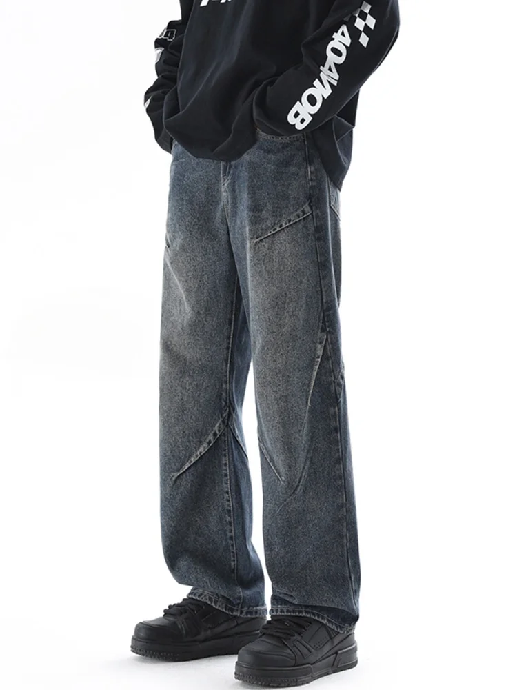 

Trendy Men's Straight Leg Jeans mid Waist Long Trousers Cotton Polyester Blend Wear Resistant Micro Stretch Water Waed Wide...