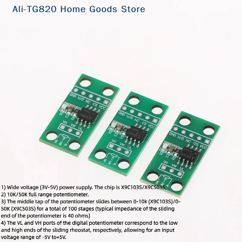 [TG820]10K 50K Adjustable 100th Order Digital Potentiometer Board Module DC3V-5V For X9C103S X9C503S