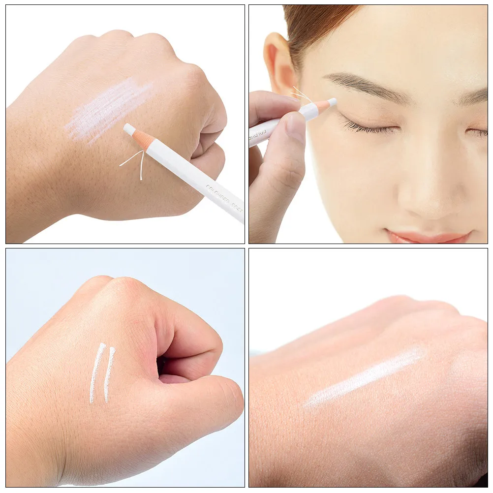 2 Matite Eyeliner Bianche Impermeabili per Sopracciglia e Occhi, Lunga Durata, con Evidenziatore, in Confezione di Legno