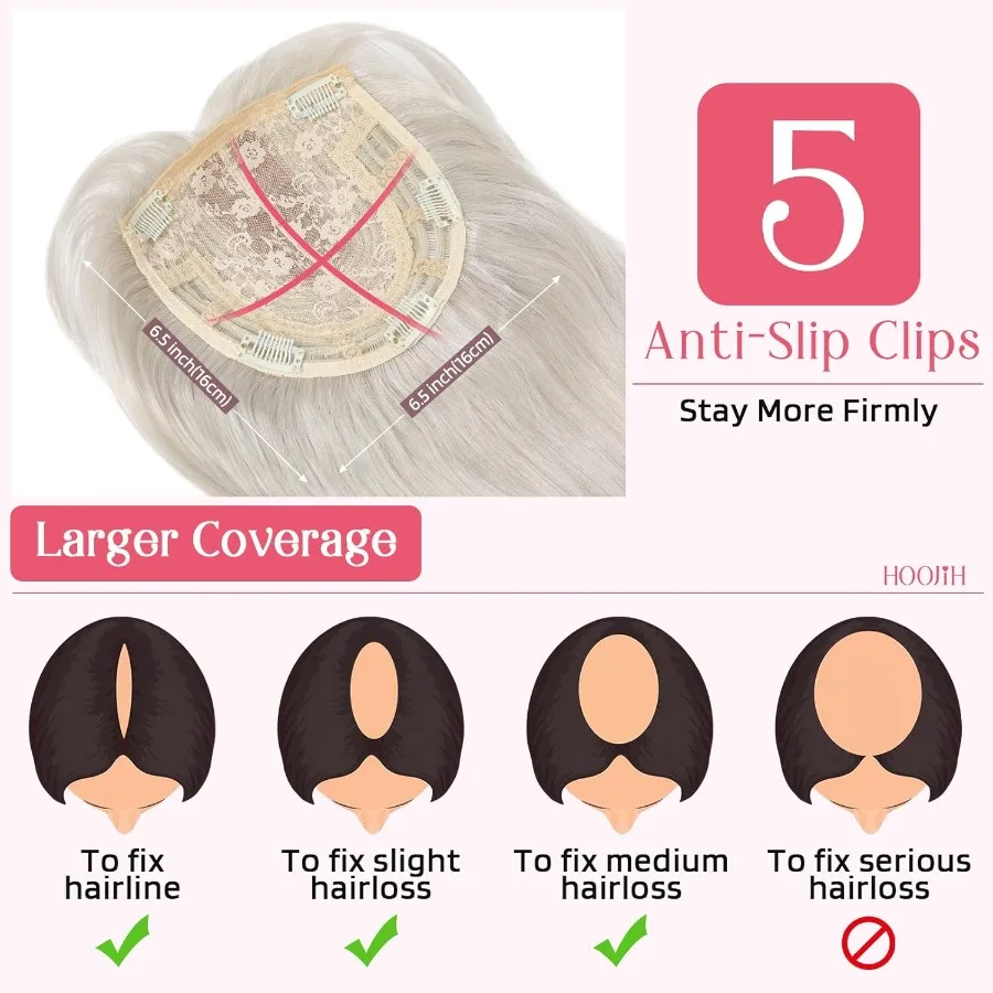 ท็อปเปอร์ผมยาวแบบมีเลเยอร์พร้อมหน้าม้า ออกแบบมาสำหรับผู้หญิงที่มีปัญหาผมบาง ขนาด 14 นิ้ว ปลายผมหยิกเล็กน้อย ผลิตจากเส้นใยสังเคราะห์