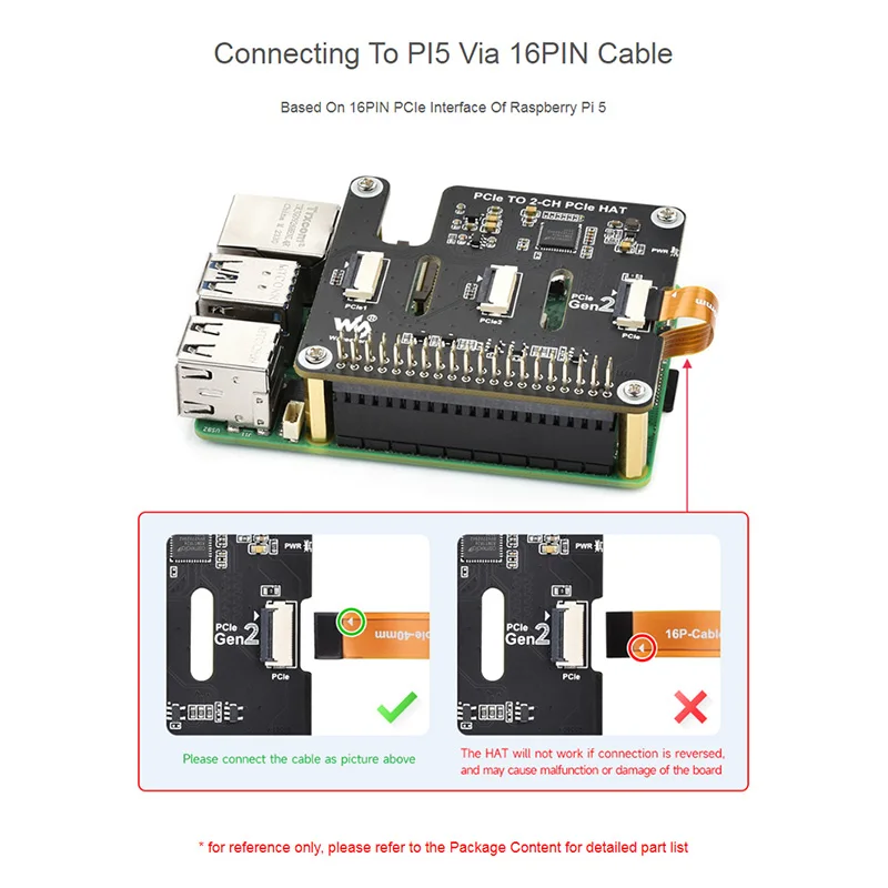 2-Ch PCIe FFC Adapter Board for Raspberry Pi 5 Expand 2-Ch PCIe FFC Connector PCIe to 2-CH PCIe HAT Board for Pi 5