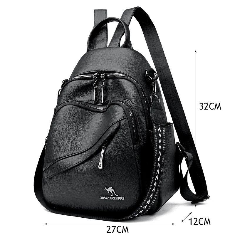 Fashion Backpacks Women Shoulder Bag Simple Rucksack Female Soft Leather Back Pack Ladies Travel Bag Large Capacity School Bags