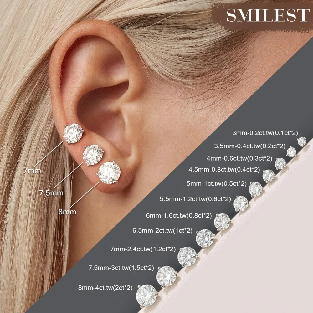 أقراط مويسانيتي 0.2-4CT D اللون VVS1 وضوح مختبر مكون 14K الذهب النساء الرجال المجوهرات ، مارتيني نمط هدايا الخطوبة