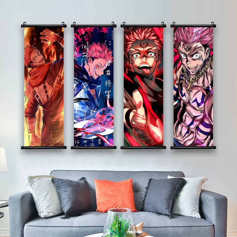 Anime J-Jujutsu Kaisen Character Itadori Yuji Room Home Decoration Mural Gifts Hanging Scroll Print Canvas Poster Painting Decor