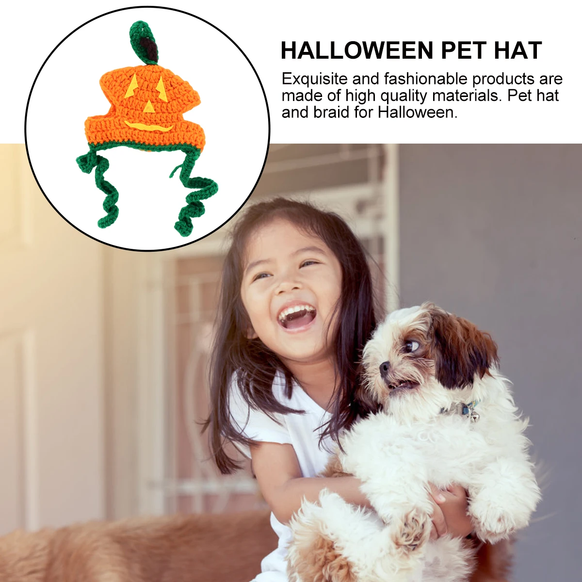 

Pumpkin Hat for Small Dogs Handmade Elastic Pet Costume Halloween Yarn Clothes Reusable Dog Hat Premium Material Ornament Pet