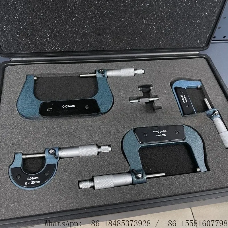 Outer diameter micrometer four-piece set Precision 0.01 High precision digital ruler Thickness gauge Spiral micrometer