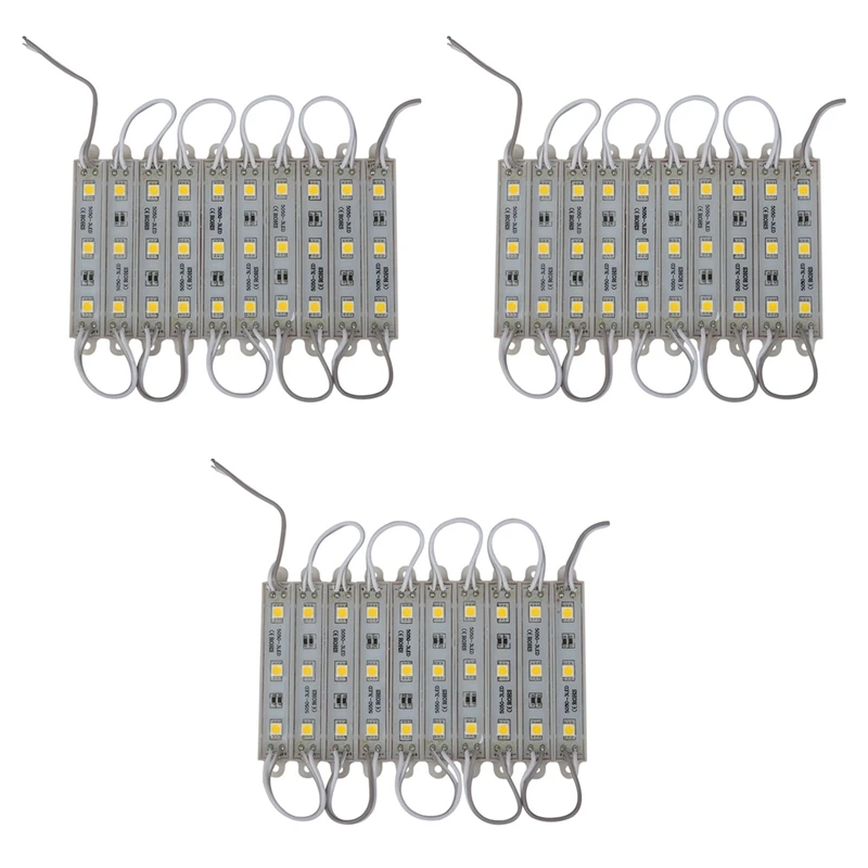 

3 X 10Pcs 5050 SMD 3 LED Module LED Strip String Light Waterproof DC 12V Warm White