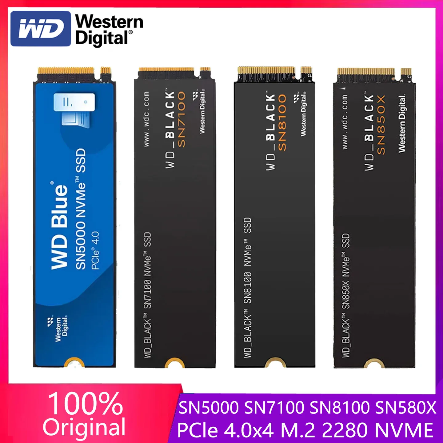 WD SSD SN350 SN850X SN850P SN7100 SSD داخلي 1 تيرا بايت 500 جيجابايت 2 تيرا بايت SSD NVMe M.2 2280 PCIe4.0 محرك قرص الحالة الصلبة للكمبيوتر PS5 سطح المكتب
