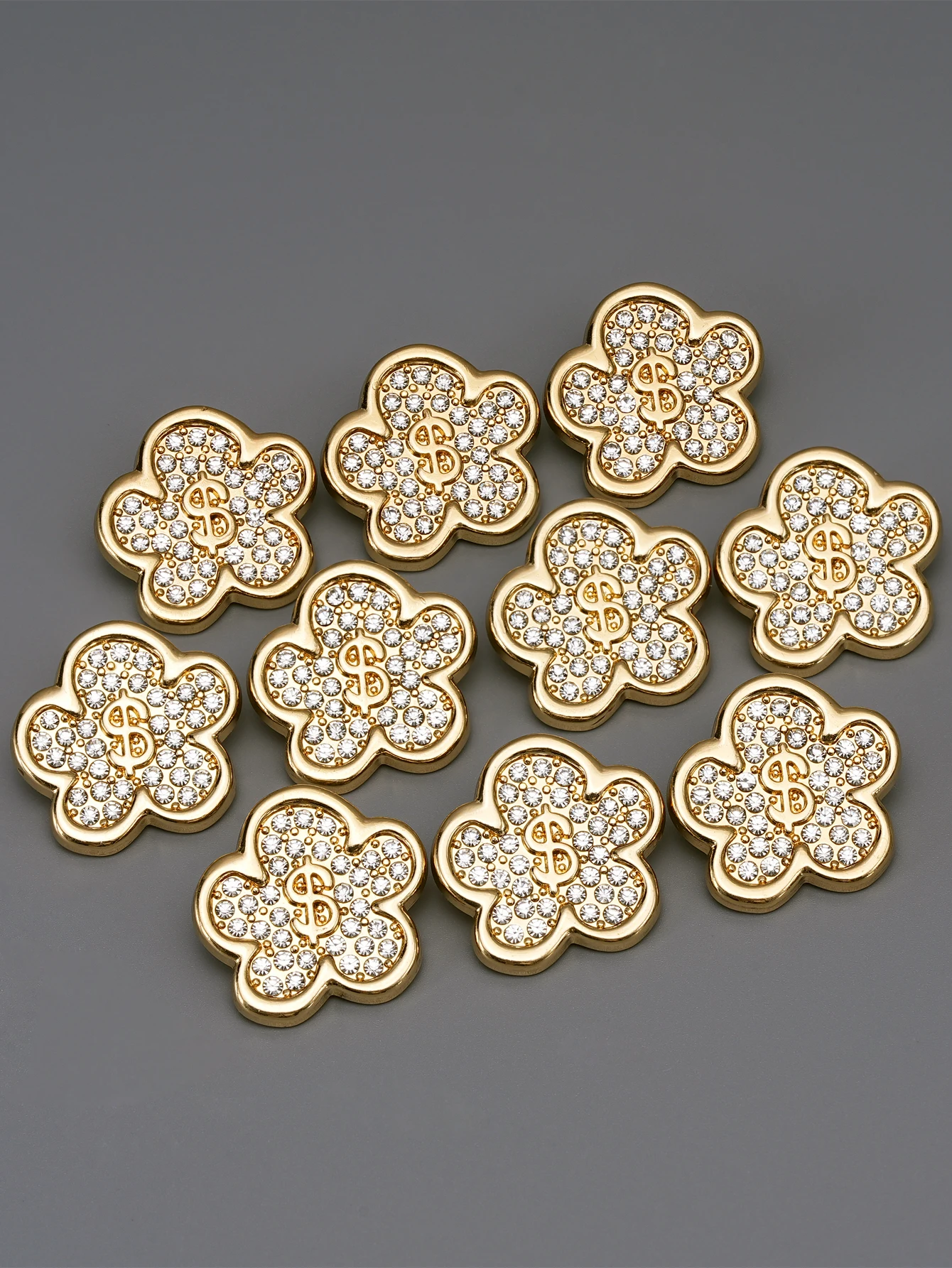 10 個 23 ミリメートルラウンドフラワーラインストーンシャンクボタン衣料用シャツコート靴バッグアクセサリー DIY 工芸品ボタン