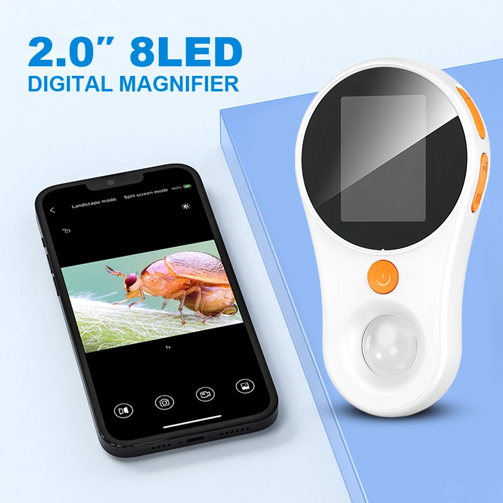 60-120X/500X Digital Handheld Microscope Magnifier 2.0 Inch IPS Screen Microscope Camera 8 LED 2 MP Electronic Coin Magnifier ﻿