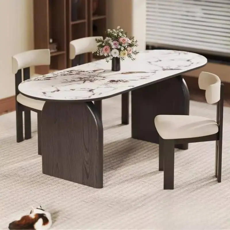 طاولة طعام بمساحة صغيرة زينة بيضاء صالات بيضاوية حجرة طعام صغيرة طاولة طعام حديثة أثاث ميسا دي جانتار للمنزل