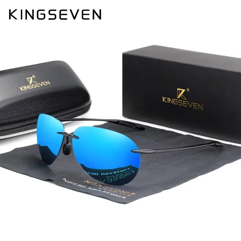 KINGSEVEN 2023 Rimless Sunglasses Men  Ultralight TR90 High Quality Round Frameless Eye Protection Glasses Women Oculos Feminino