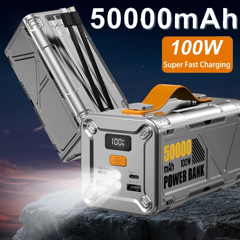 

100W Power Bank 50000mAh Large Capacity Portable Power Station Fast Charge External Battery for IPhone Xiaomi Laptop Powerbank