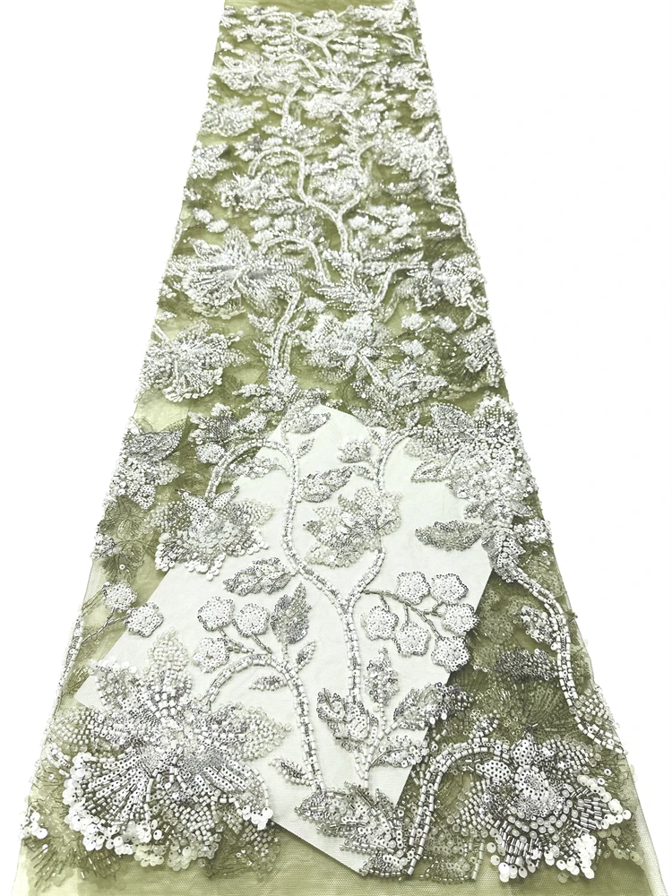

New Arrival Latest African Sequins Lace Fabric 2026 High Quality Beaded Lace Mesh Fabric 5 Yards For Women Wedding Party Dress