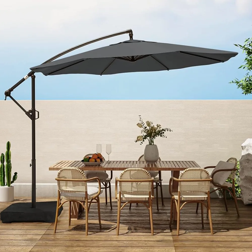 

Crank and Cross Base Patio Furniture Outdoor Set Infinite Tilt Outdoor Garden Umbrellas 10ft Patio Umbrella With Base Included