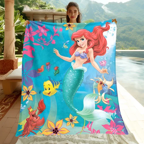 어린 인어 프린트 플란넬 던지기 캠핑 담요, 어린이 소파 던지기, 얇은 담요, 모던 패션 선물  Best5