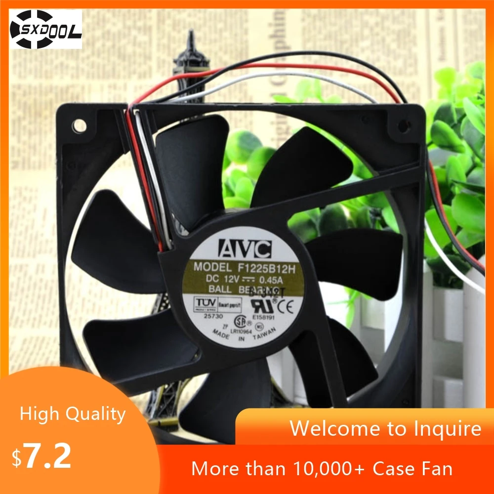 Ventilateur de refroidissement sans balais 120mm DC 12V pour châssis à Double boule AVC F1225B12H 0,45a 12cm 12025