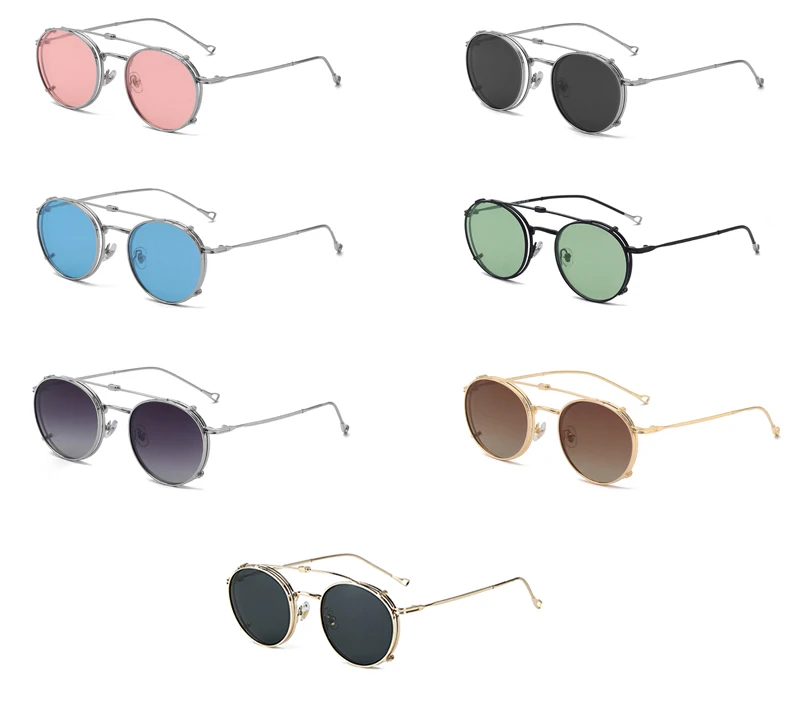 Swanwick Damen-Sonnenbrille mit Metallclip, rund, Retro, faltbar, polarisiert, für Herren, Vintage, optisch, grün, blau, heiß begehrt – Detail 4
