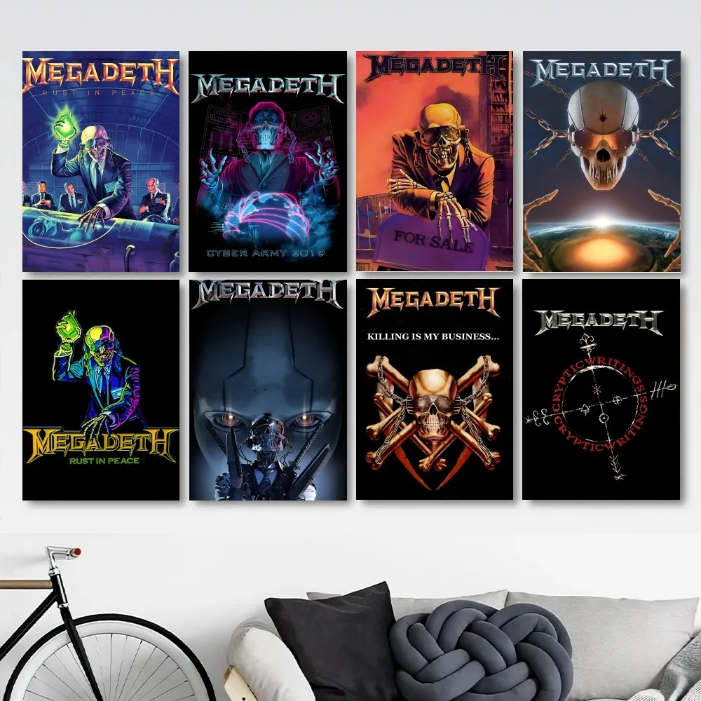 Megadeth Heavy Metal Band Poster Stickers Living Room Bedroom Entrance Cafe Wall Art Decoration Painting  Decor