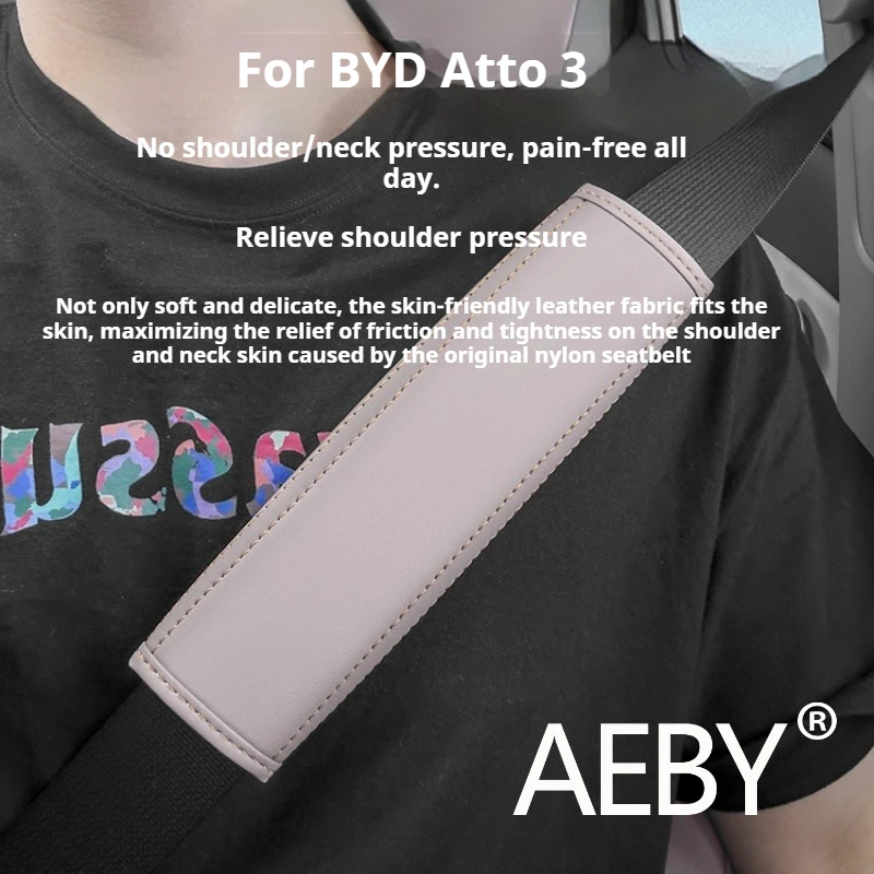 

AEBY For BYD Atto 3 Smart Driving Edition 2025 Seat Belt Shoulder Pad,Anti-Slip Anti-Scratch Car Safety Belt Cover,Safety Belt