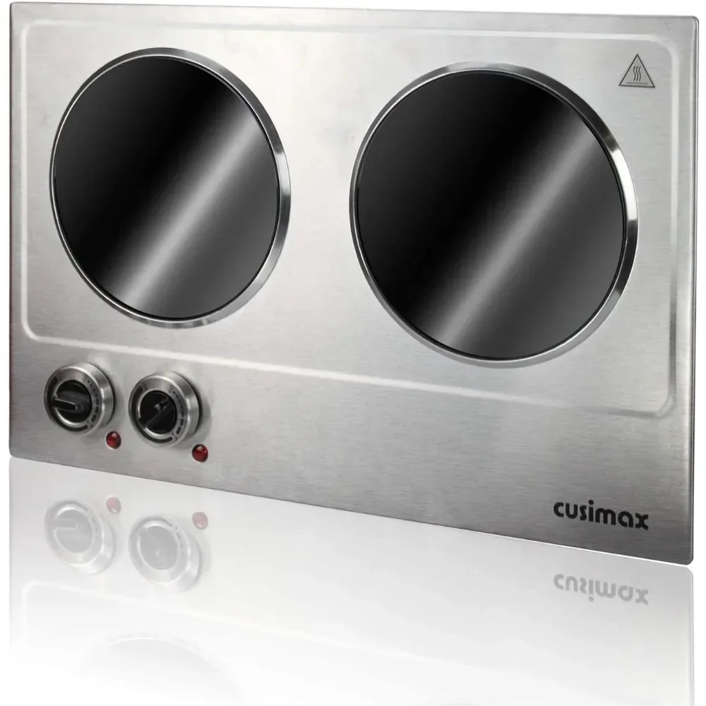 

tt Ceramic Electric Hot Plate for Cooking, Dual Control Infrared Cooktop, Double Burner