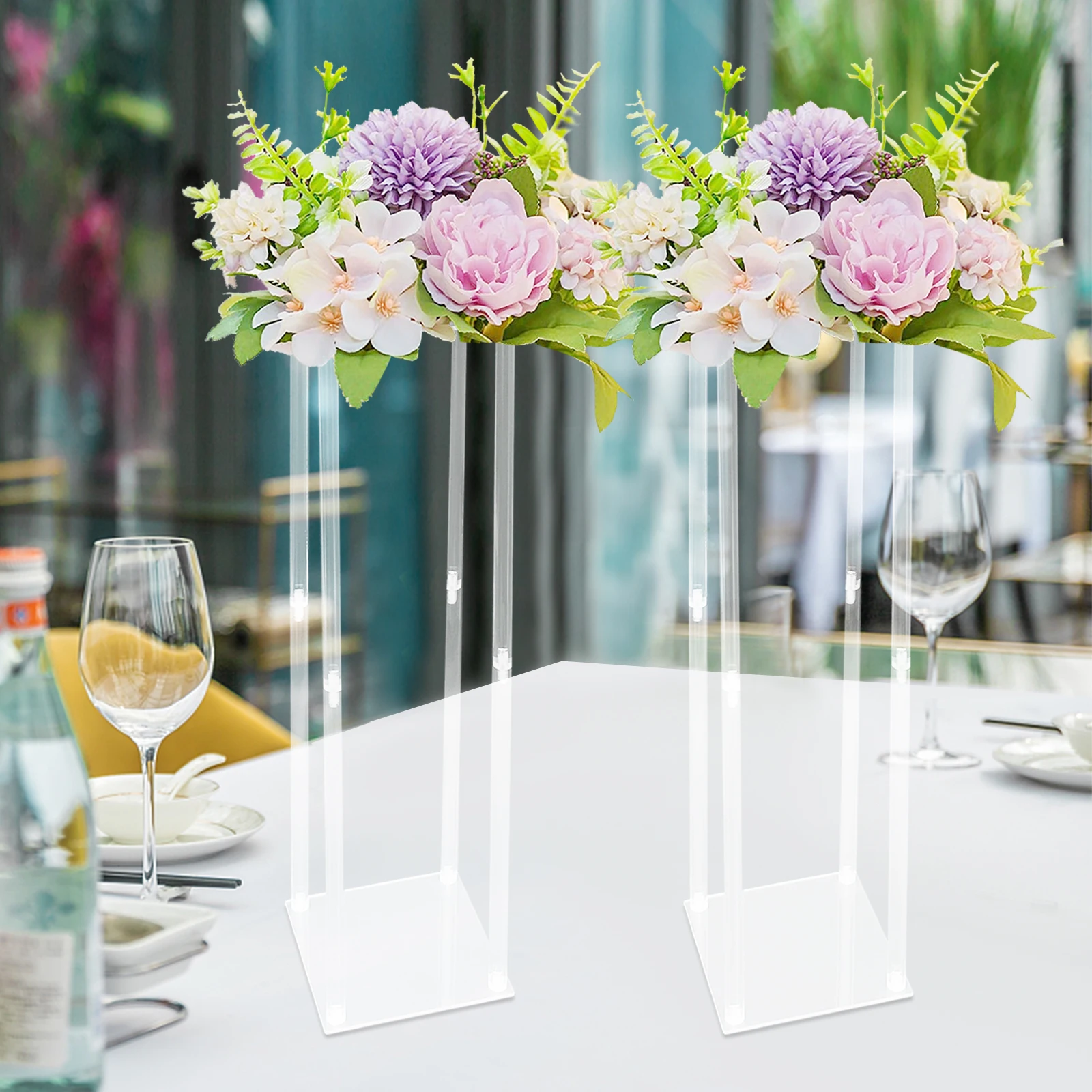 

2Pcs Clear Flower Stand Wedding Decoration Table Centerpiece Acrylic Floor Vase Column Stand Home Party Backdrop Decor 100cm