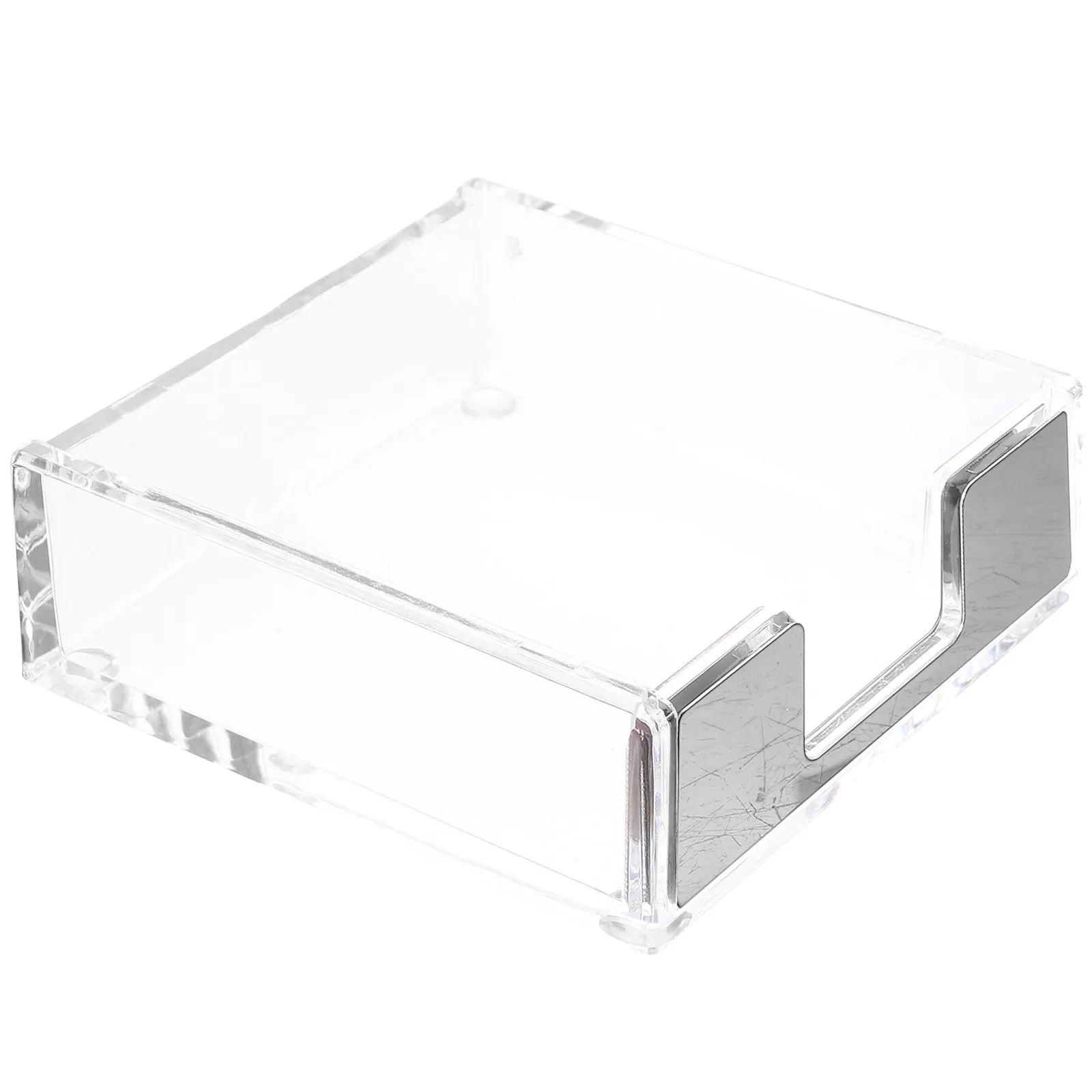 Memo Pad Holder Clear Acrylic Desktop Organizer Multi-Functional Business Card Stand Note Paper Holder Paperclip Storage