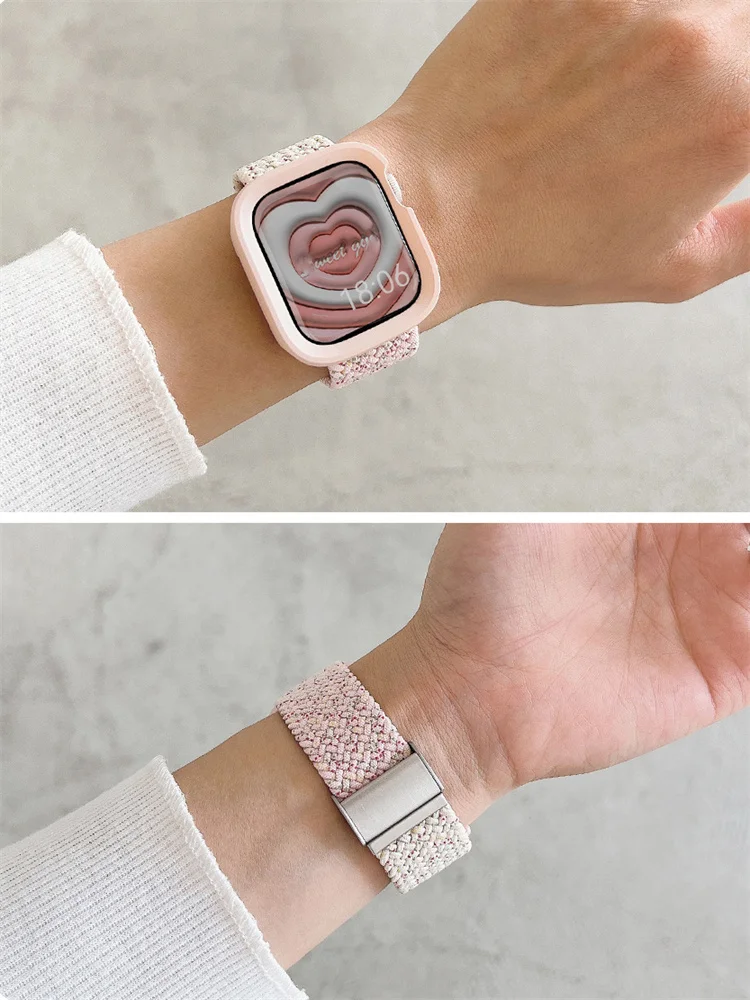 New Nylon Case+Strap For Apple Watch Band 49mm 45mm 41 44mm 38 42mm 40 Adjustable Band For iWatch Series 9 8 7 SE 6 5 4 3 2 1