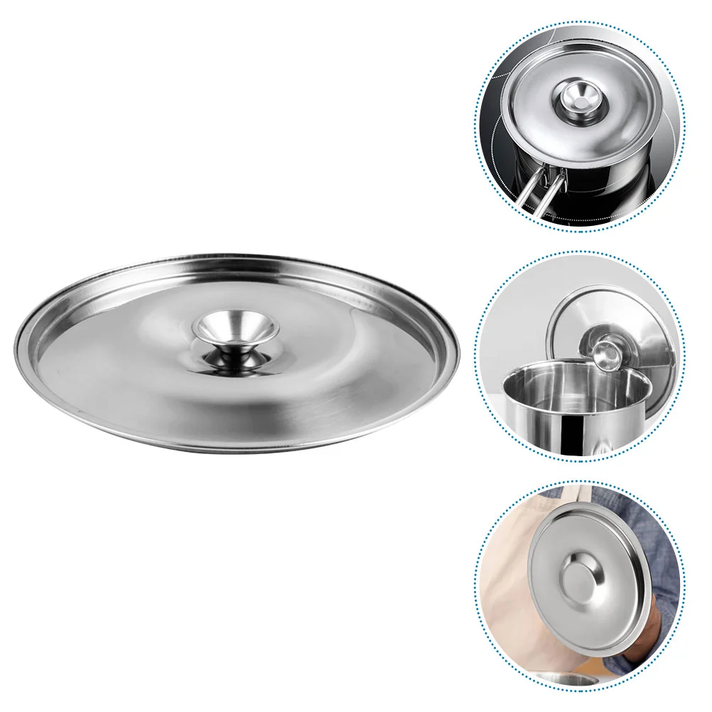 Pan Lids for Frying Pans Stainless Steel Flavor Cup with Condiment Jar Lard Kitchen Household Oil Basin (201) 26cm Cover