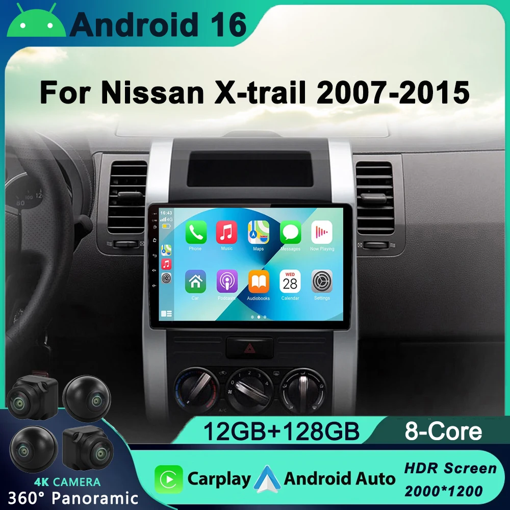 

For Nissan X-Trail T31 2007-2015 Qashqai Car Radio Multimedia Video Player Navigation GPS Android 11 Carplay DSP Head Unit