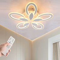 80W LED Ceiling Light, 10 Petal Flower-Shaped Design LED Ceiling Light, Dimmable with Remote Control for Living Room