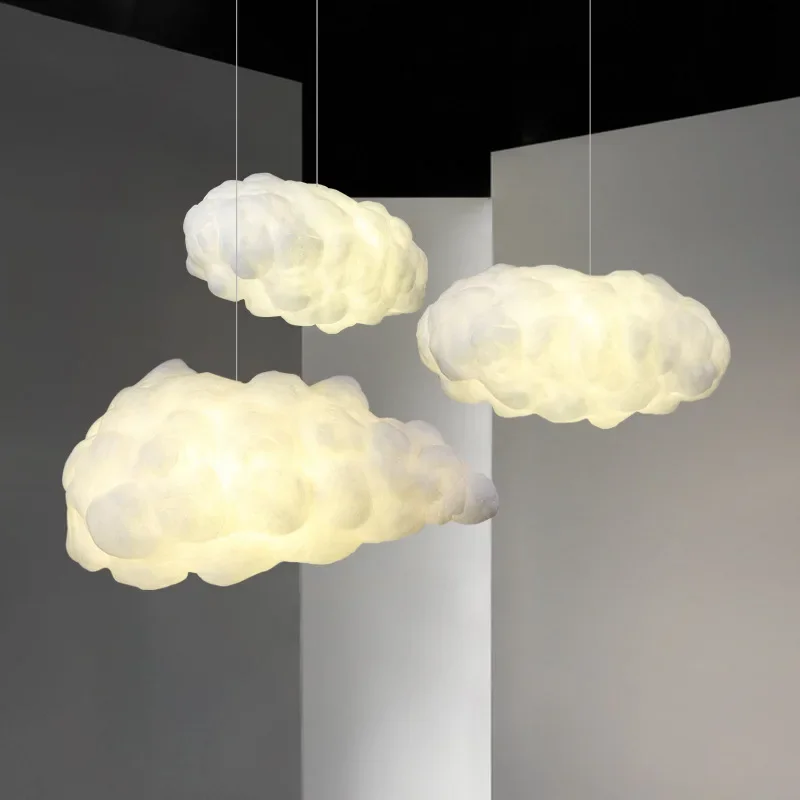 

Designer Multiple Styles Simulation Cloud Pendant Light Living Restaurant Kids Room Silk Cotton Led Home Decor Atmosphere Lamp